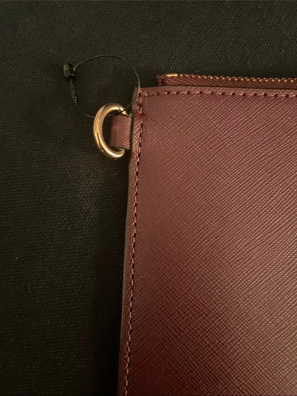 Michael Kors Maroon Leather Zip Pouch with Gold Hardware